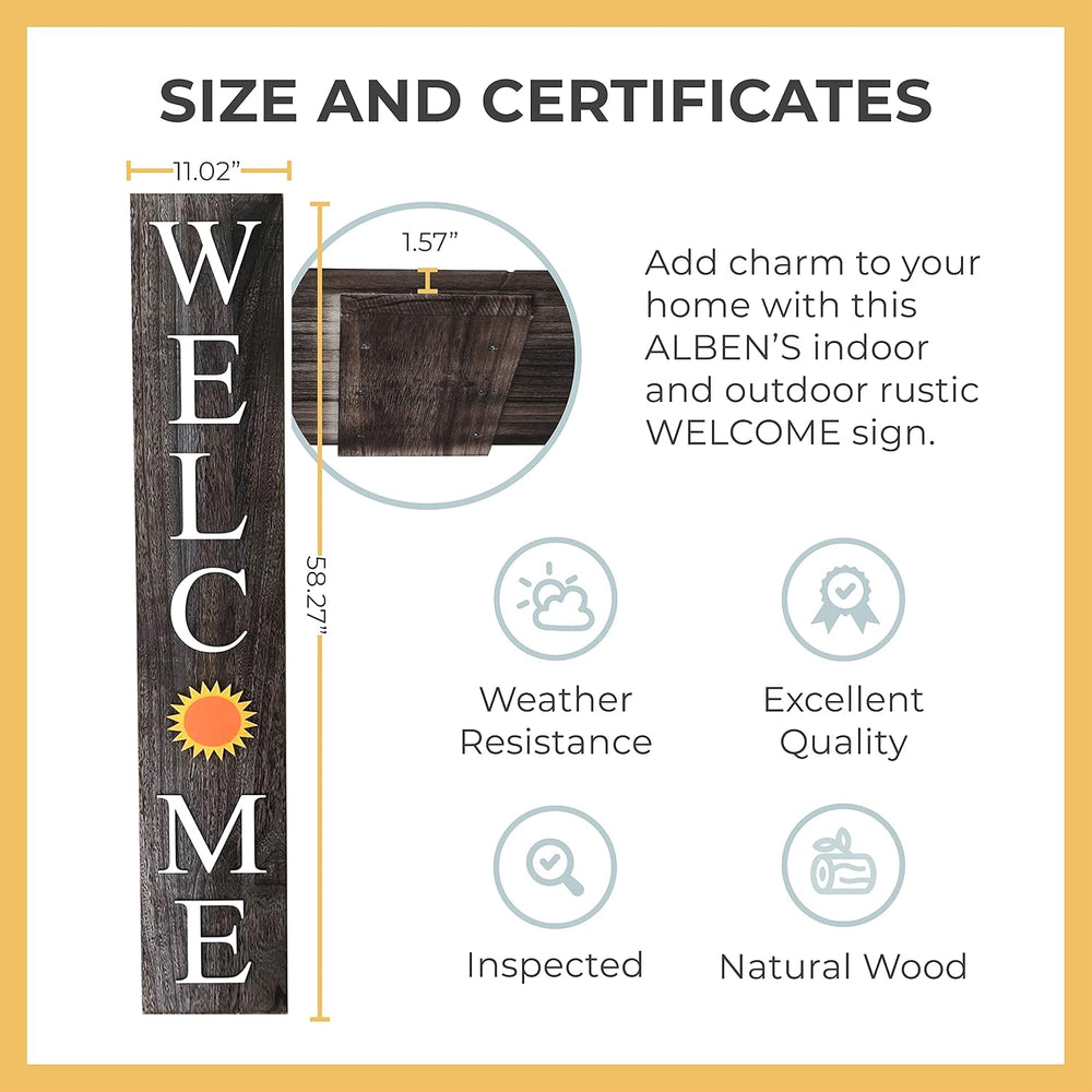 Extra Large 5FT Premium Wooden Interchangeable Welcome Sign for Front Door Po...