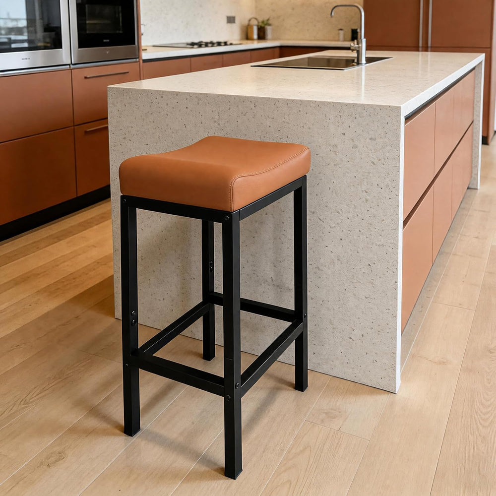 Counter Height Bar Stools Set of 2, Faux Leather 24 Inch Barstool