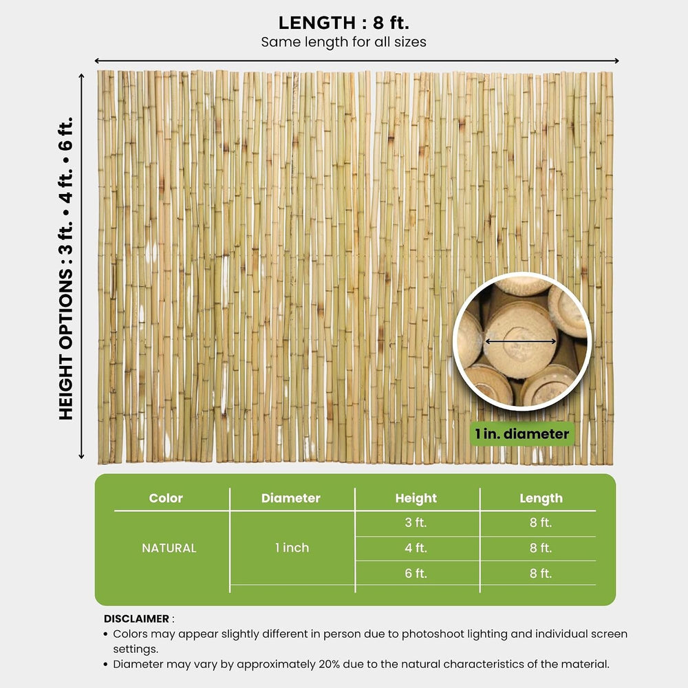 FOREVER BAMBOO Natural Bamboo Fencing Decorative Rolled Fence Panel 1 in D x ...