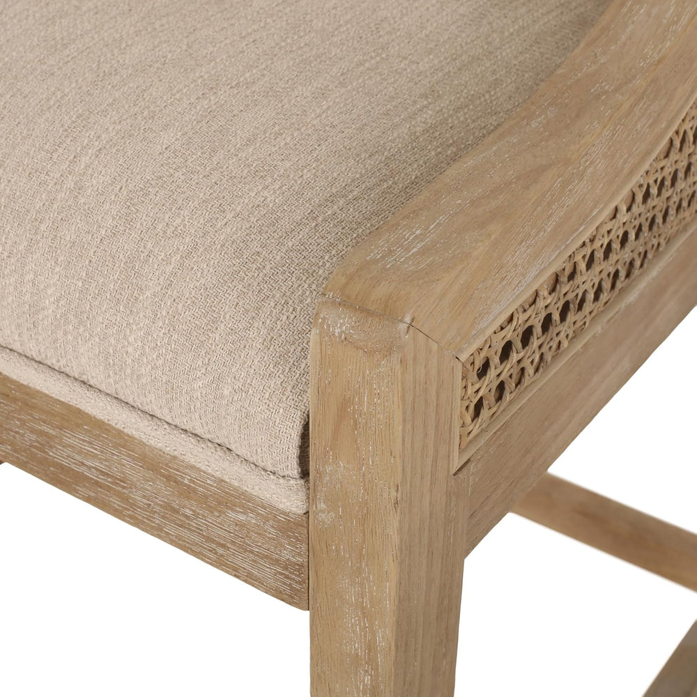 Merax 25.5" Fabric Upholstered Wood and Cane Counter Stools with Backres...