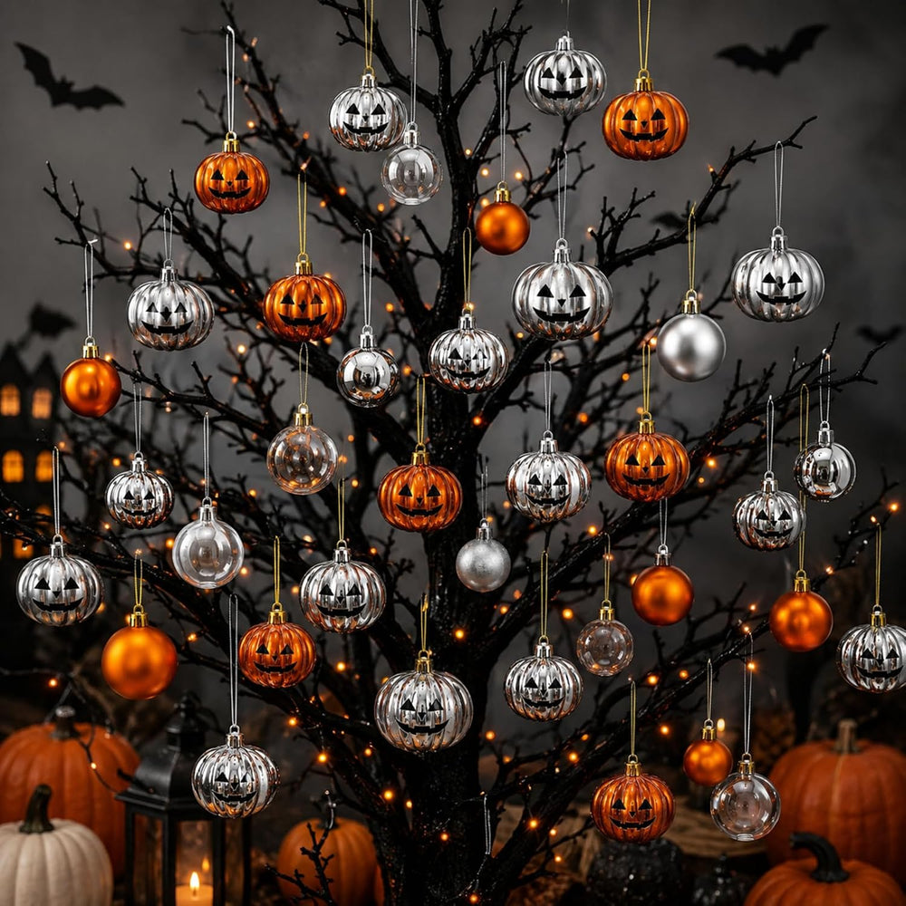 42 Pcs Halloween Ball Ornament Jack O Lantern Pumpkin Tree Decor