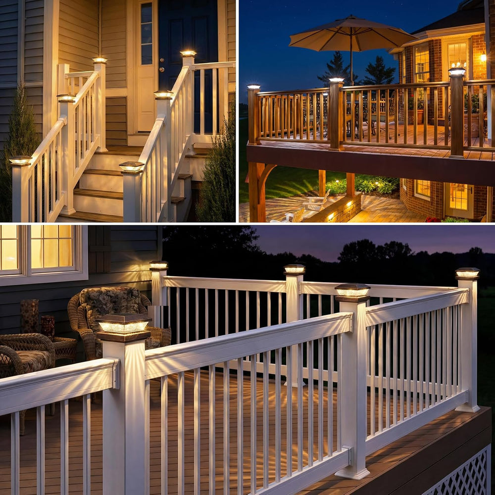 Mlambert 4x4 Solar Post Cap Lights Outdoor 8 Pack, Waterproof Solar Fence Lig...