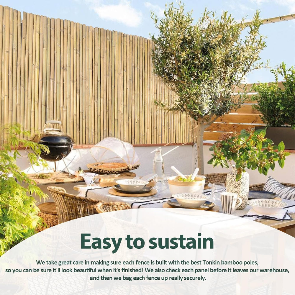 Bamboo Fence 4ft H x 8ft L x 0.7In D, Eco-Friendly Privacy Fence for Outdoor ...
