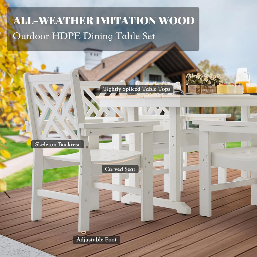 HDPE Dining Table Set for 8,10-Piece Outdoor Table and Chairs Include 8 Dinin...