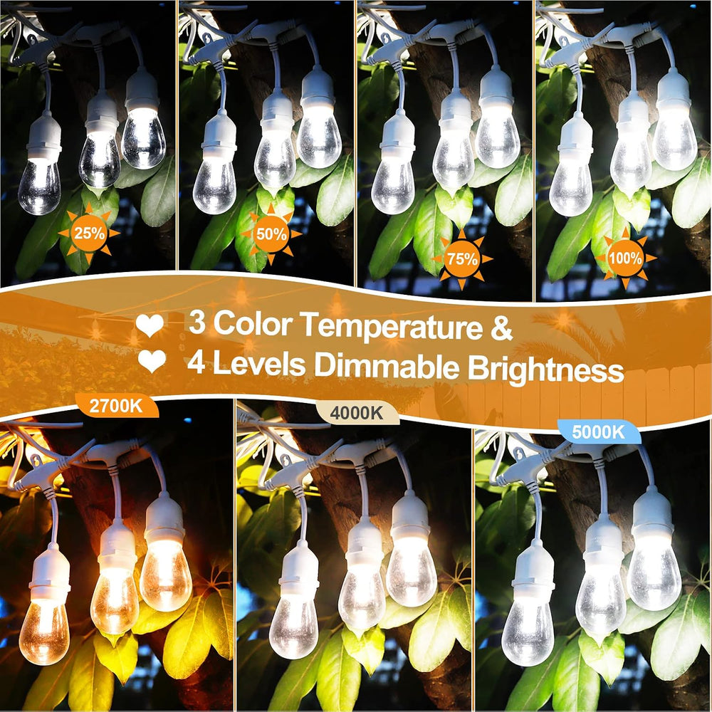 Mlambert 96FT(2x48FT) 3 Colors LED Solar String Lights with Remote, White