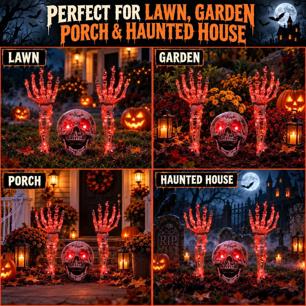 FLYSNK Lighted Halloween Skeleton Groundbreaker Decorations Outdoor, Spooky S...