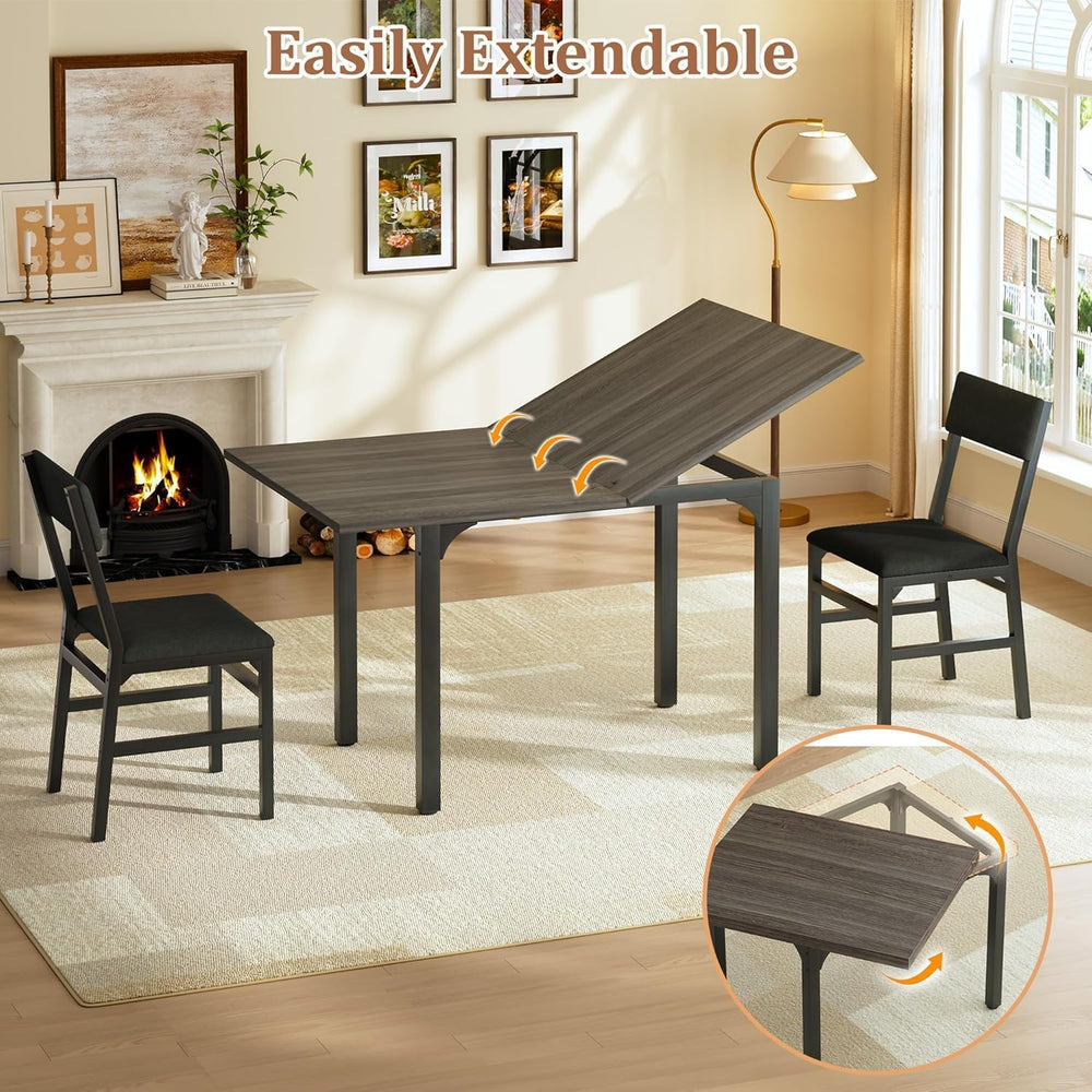 HUAHUU 5-Piece Dining Table Set for 4, Extendable Kitchen Table Set with 4 Up...