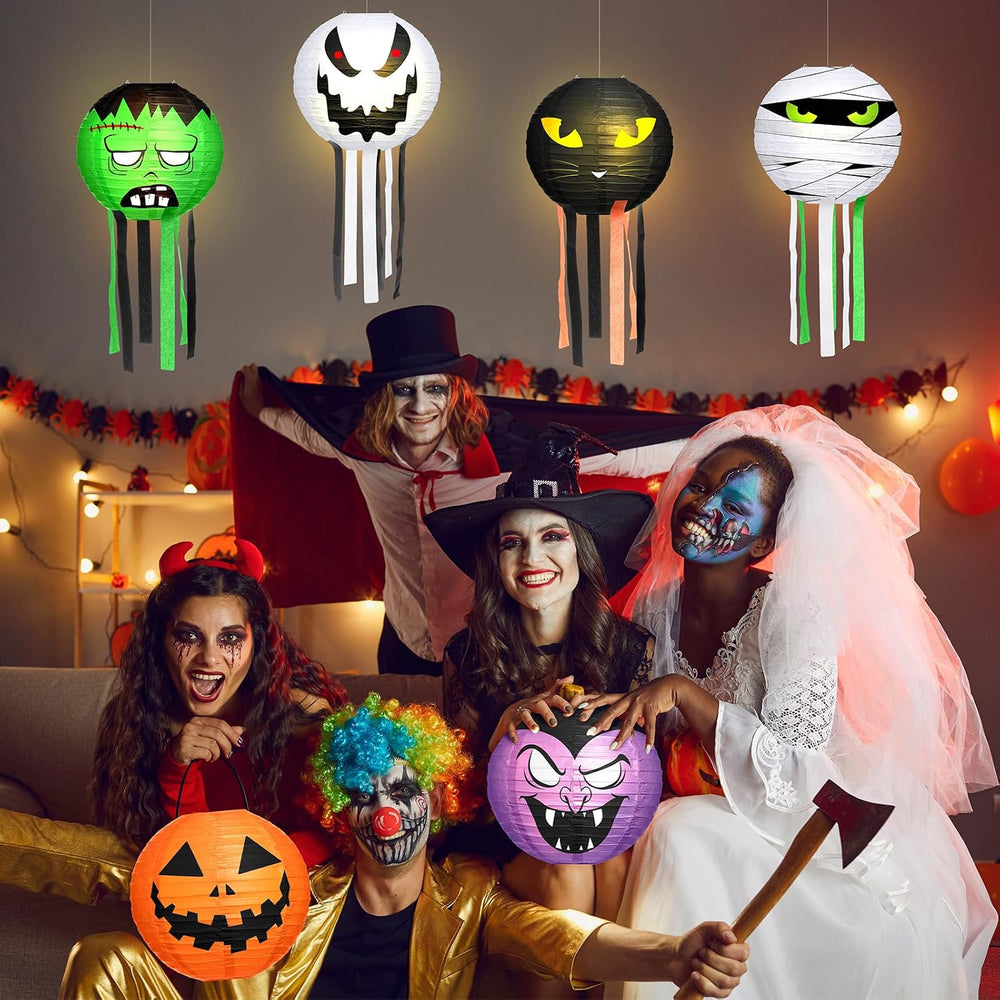 VIHOSE 12 Pcs Halloween Hanging Decorations Paper Lanterns, Jack-o-Bat Lanter...