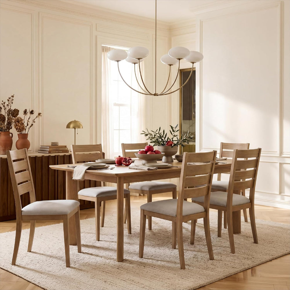 COLAMY Modern Dining Chairs Set of 6, Breathable Fabric Kitchen Chairs with H...