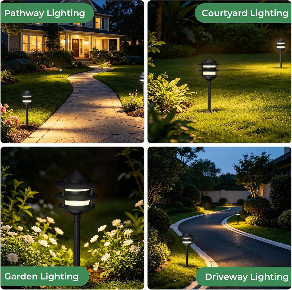 Gardencoin Pagoda Low Voltage Landscape Pathway Lights, 12V Outdoor LED Path ...