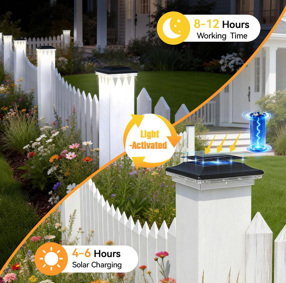 ZCXLIGHT Solar Post Cap Lights Outdoor 6 Pack, 4x4 Post Solar Lights Waterpro...