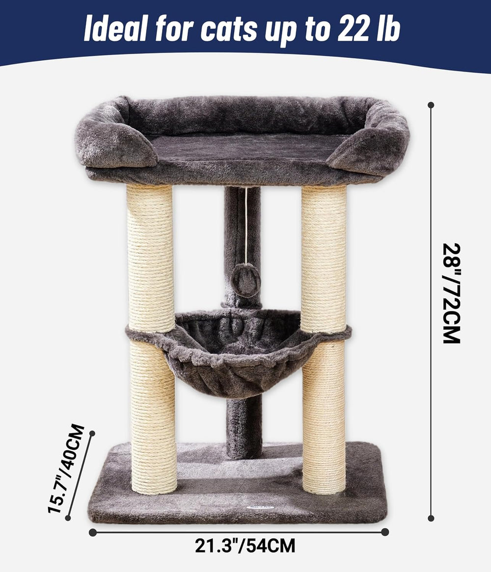Happi N Pets 28" Cat Tree, Large Bed for Big Cats, Small Cat Tower with ...