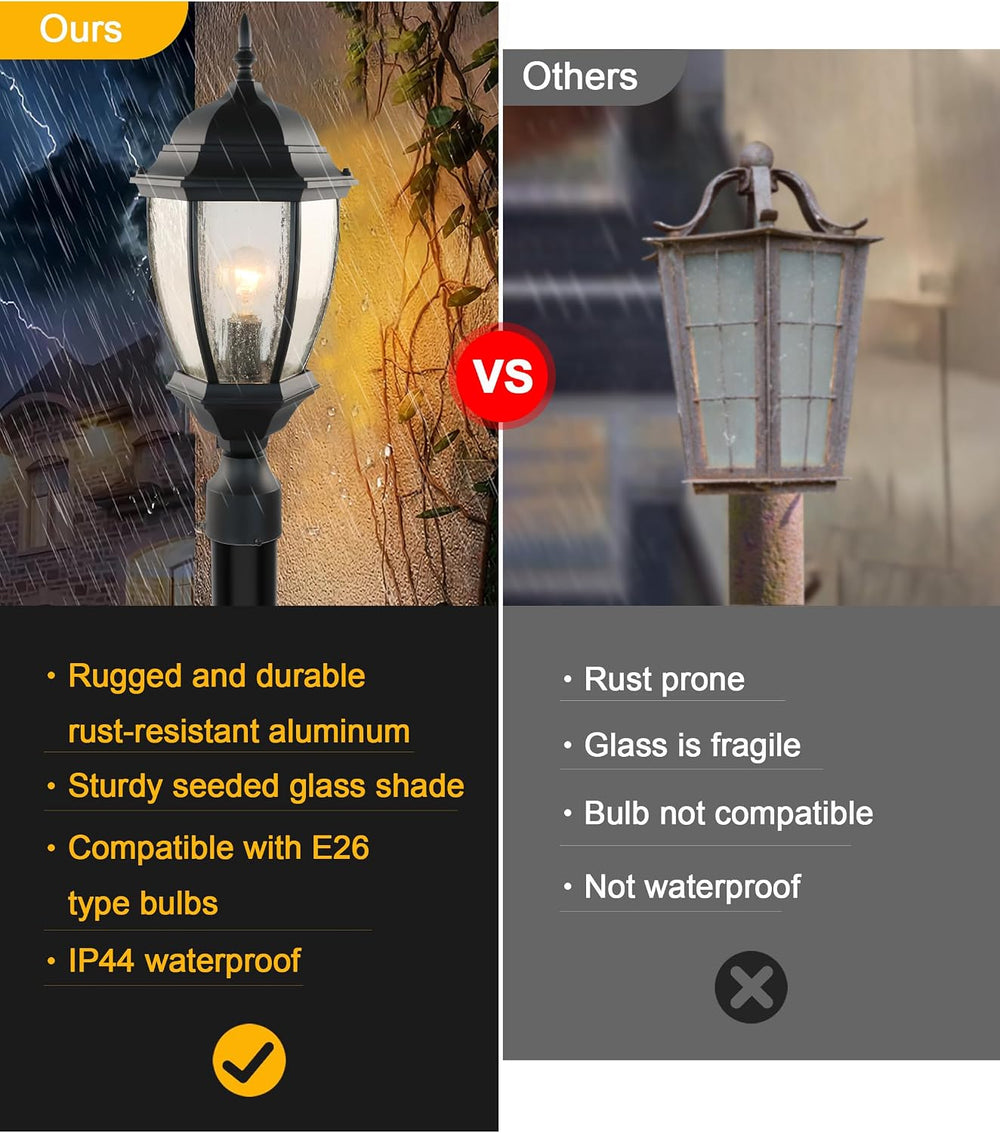 Outdoor Post Light, 21 Inch Aluminum Outside Post Lantern, Waterproof Exterio...