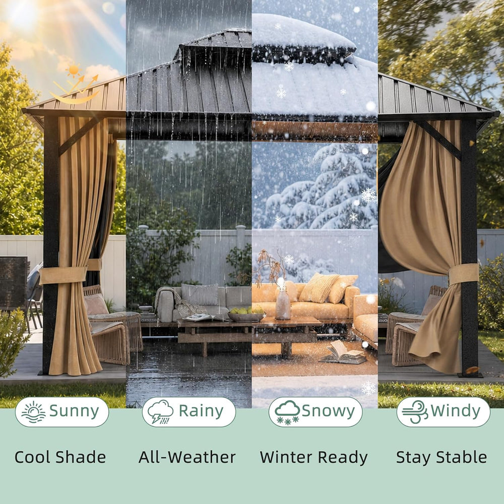 Gazebo Outdoor Gazebos, Hardtop Grill Gazebo Aluminum Galvanized Steel Double...
