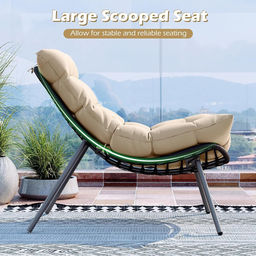 Tangkula 3 Pieces Patio Furniture Set, Outdoor Rattan Wicker Bistro Conversat...