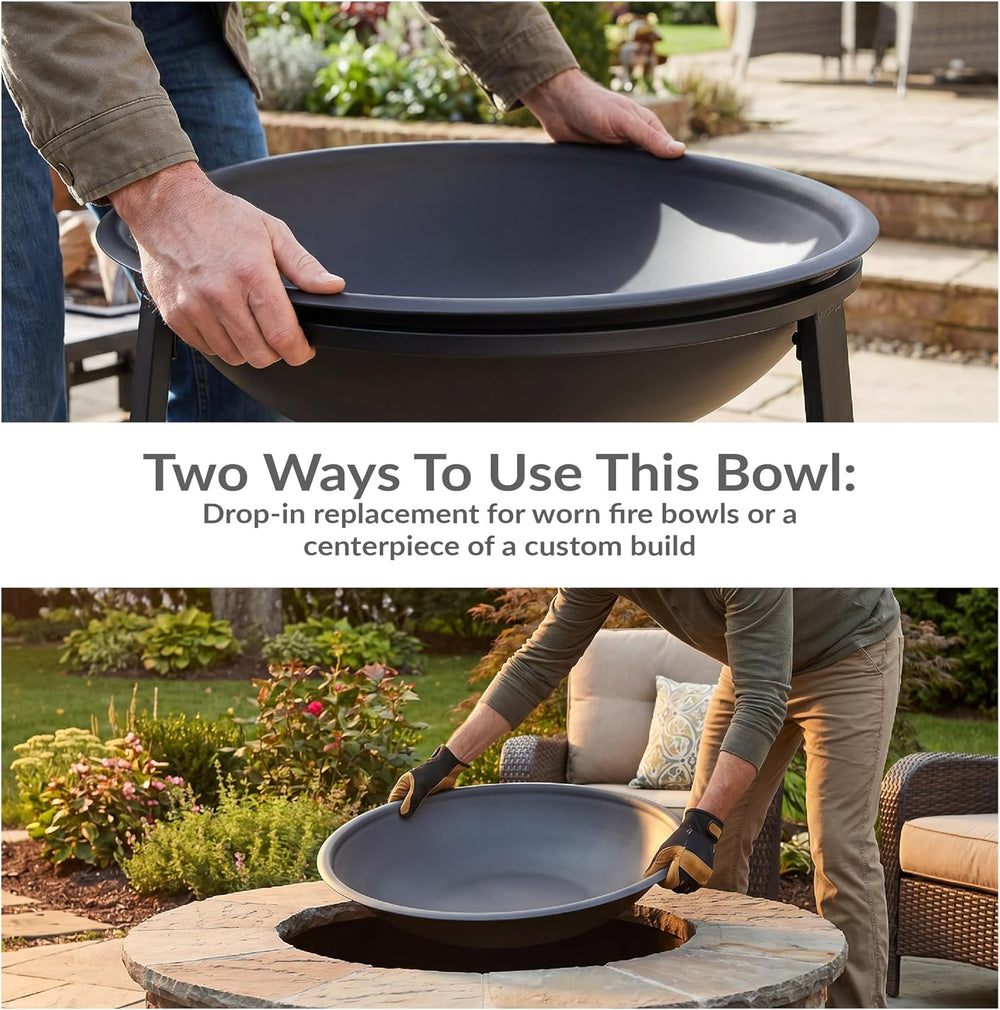 Sunnydaze Outdoor Fire Pit Bowl Replacement Insert, Round, Steel, Black