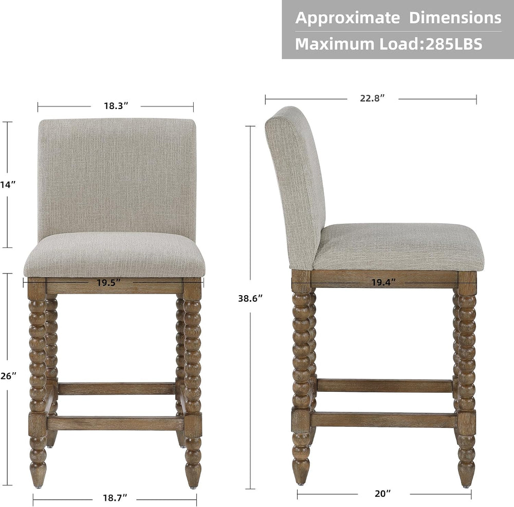 DUHOME 26'' Spindle Counter Stool with Padded Spring Seat