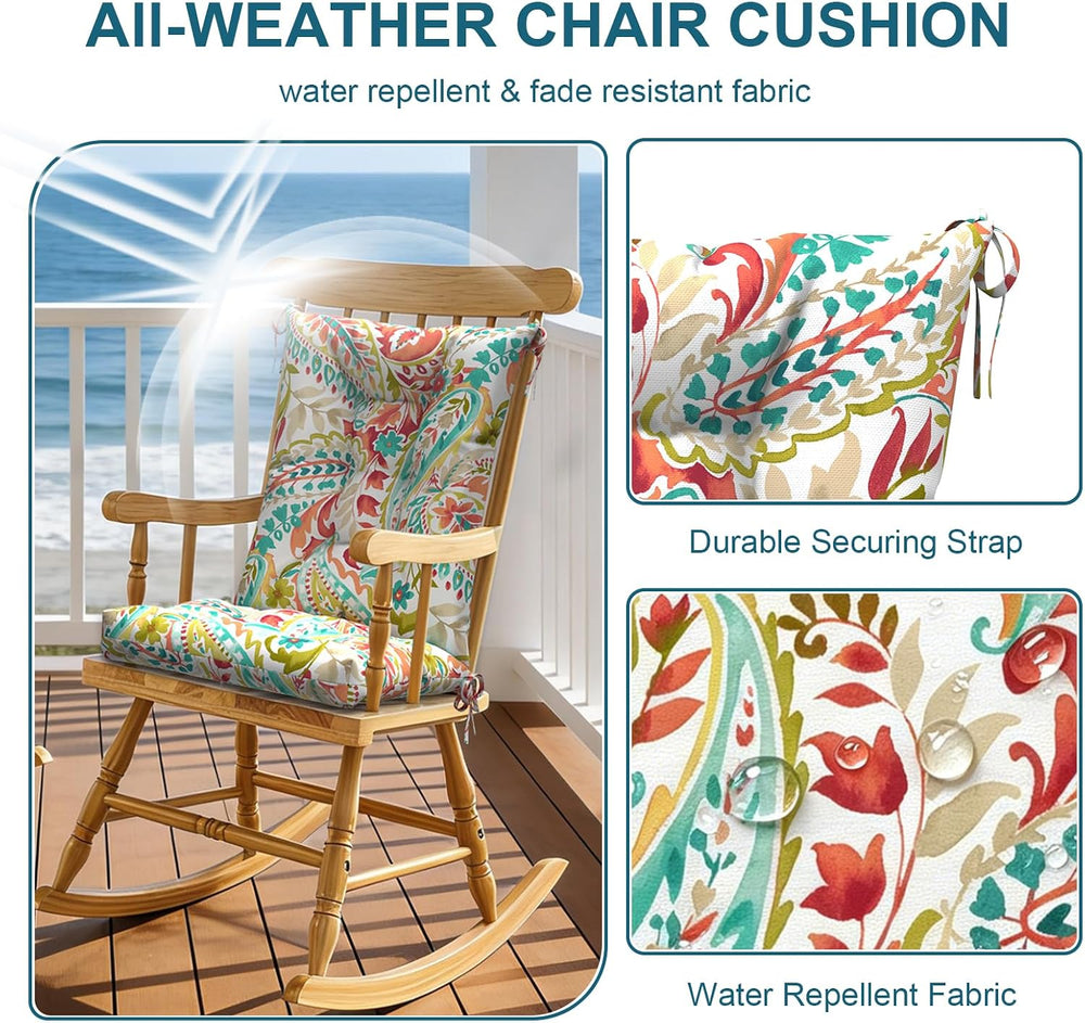 DYTXIII Set of 2 Rocking Chair Cushions for Outdoor/Indoor Use,Water Resistan...