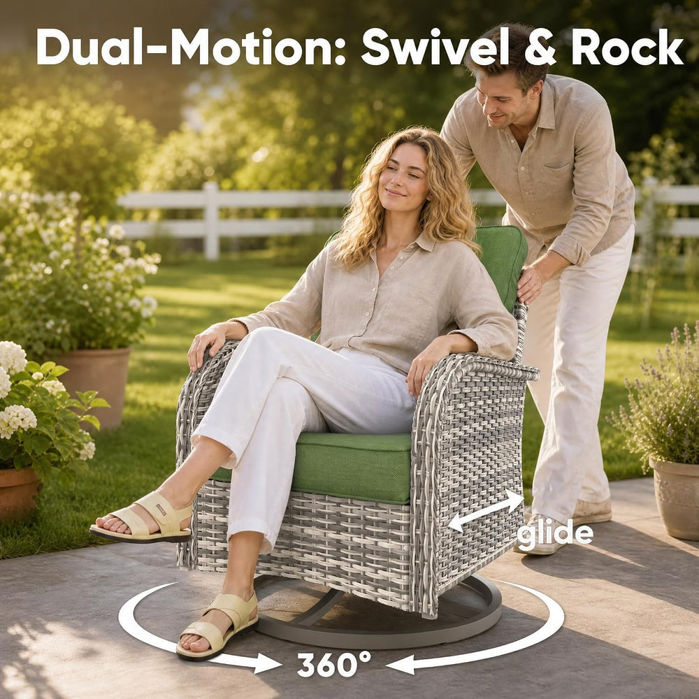 9-Piece Small Patio Furniture Set, Outdoor Swivel Rocking Chairs Set with 55,...