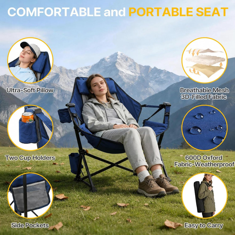ZENPETIO Hammock Camping Chair with Footrest, 2PK Oversized Recliner Chairs