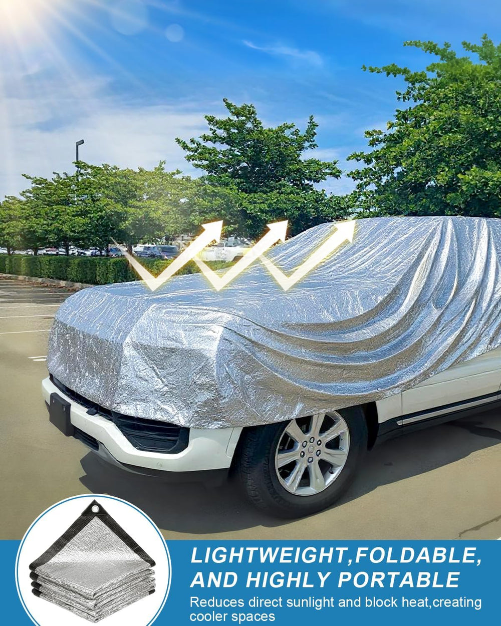 Cool Area 99% Aluminum Sun Shade Cloth 10x20FT Reflective Silver Tarp Fabric ...