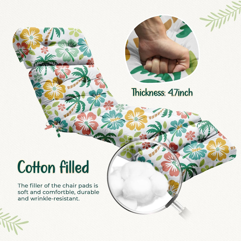 Outdoor Lounge Chair Cushions Waterproof 75.1 x 22.8 x 4.7 Green Tree