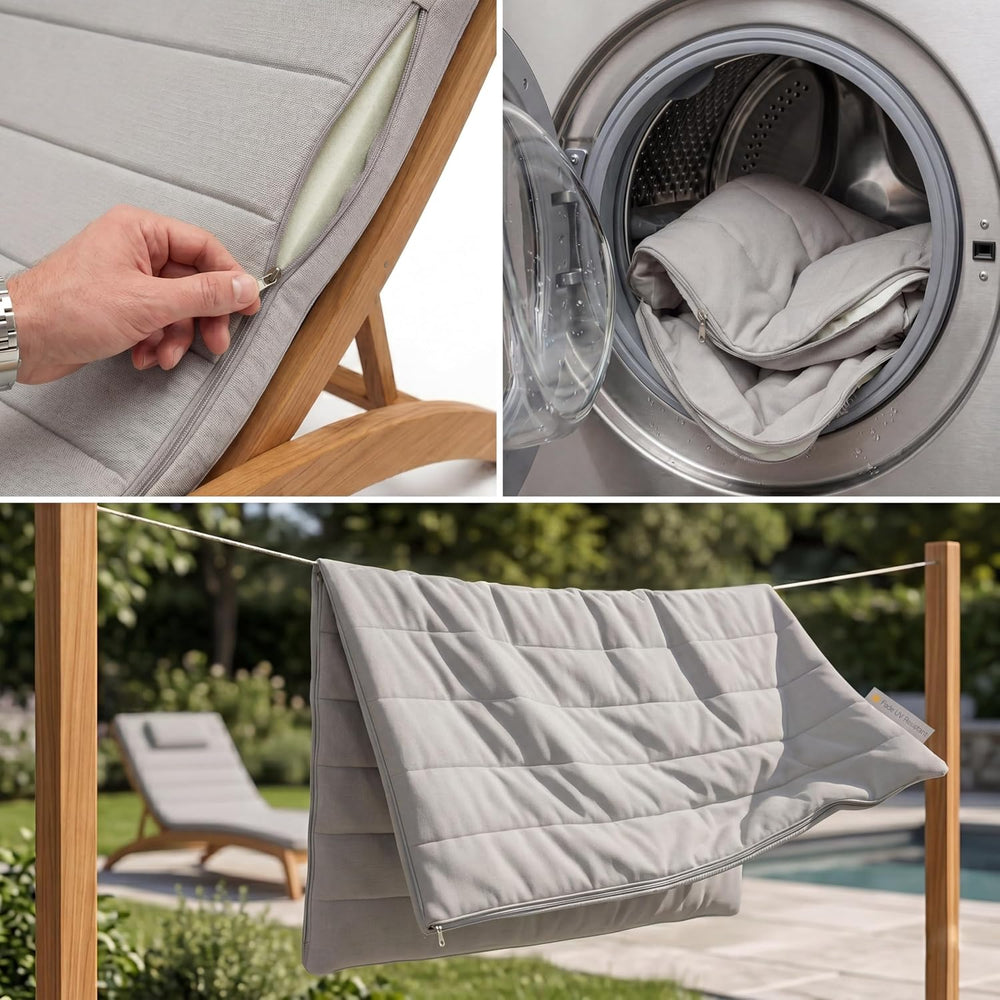 Quilted Outdoor Chaise Lounge High-Density Foam Chair Cushion Grey, 72"x...