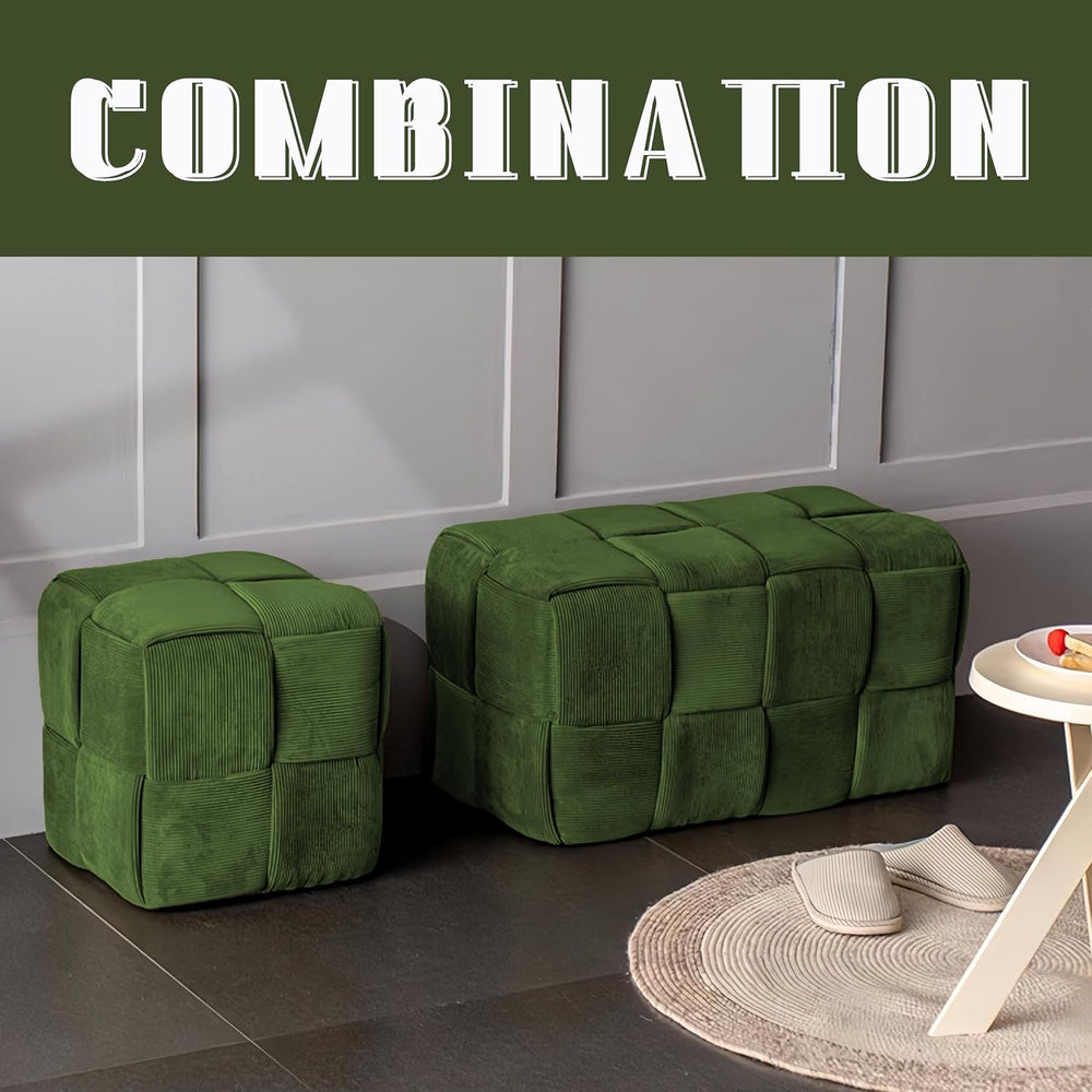 Cmishe 28" Rectangular Woven Corduroy Ottoman Footrest - Large Modern En...