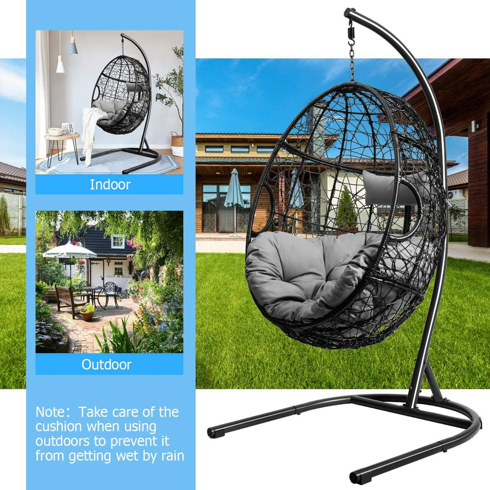 Giantex Hanging Egg Chair, 36.5-Width Oversized Swing Chair with C-Hammock St...