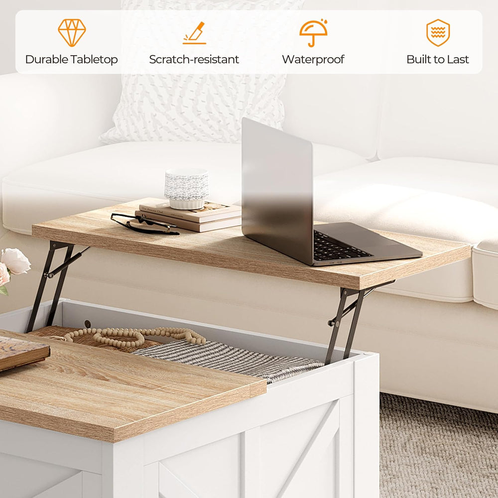 Yaheetech 31.5" Square Lift Top Coffee Table with Storage, White&Lig...