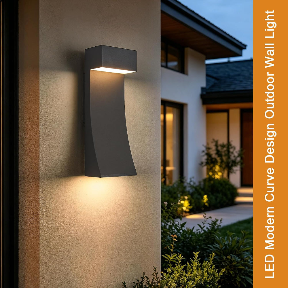 Modern Outdoor Wall Light Curved Design Waterproof,Super Bright LED,Textured ...