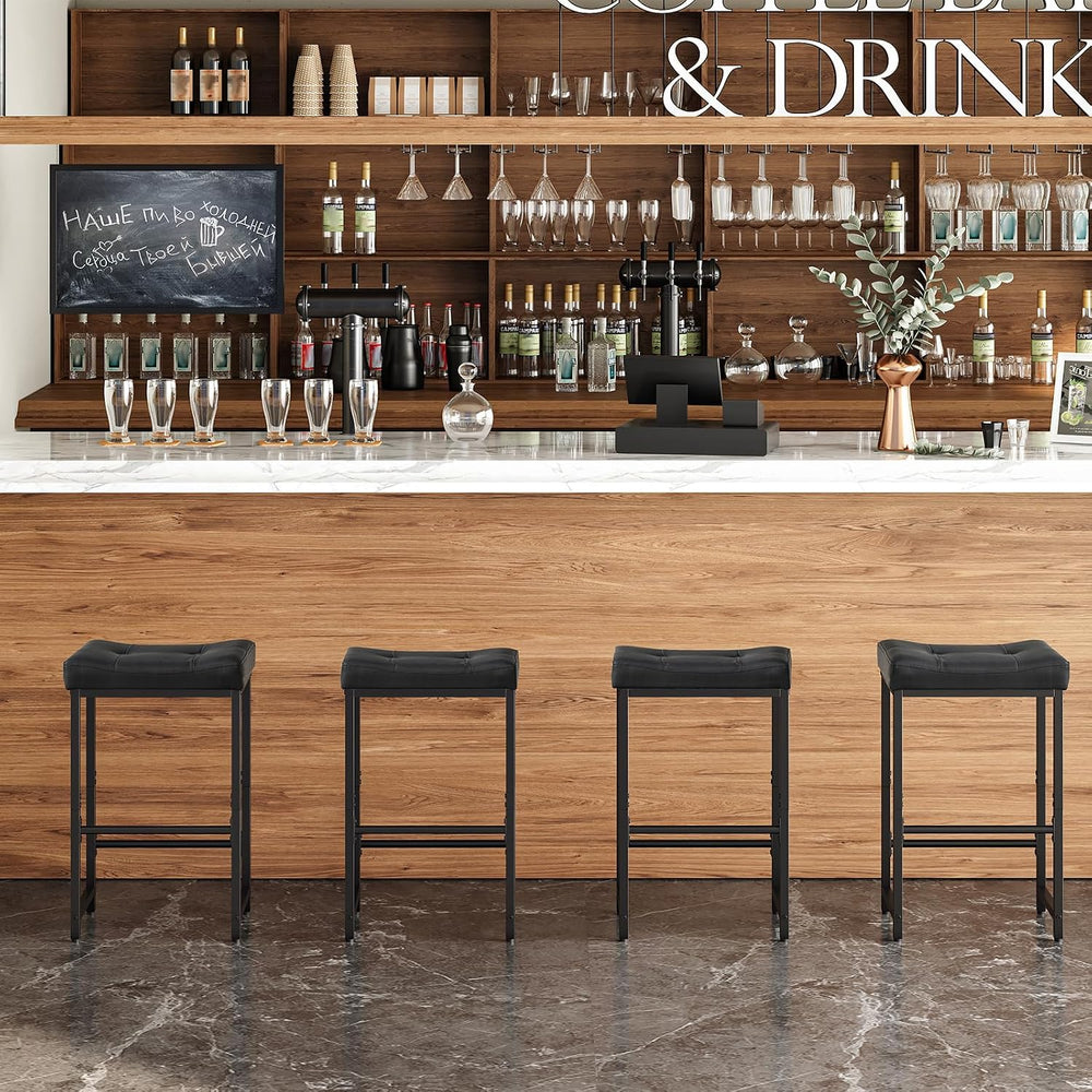HOOBRO Bar Stools,25.4" Saddle Stools with PU Upholstery, Counter Height...