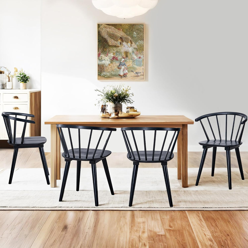 DUHOME Wooden Black Dining Chairs Set of 4, Windsor Dining Room Chairs with A...