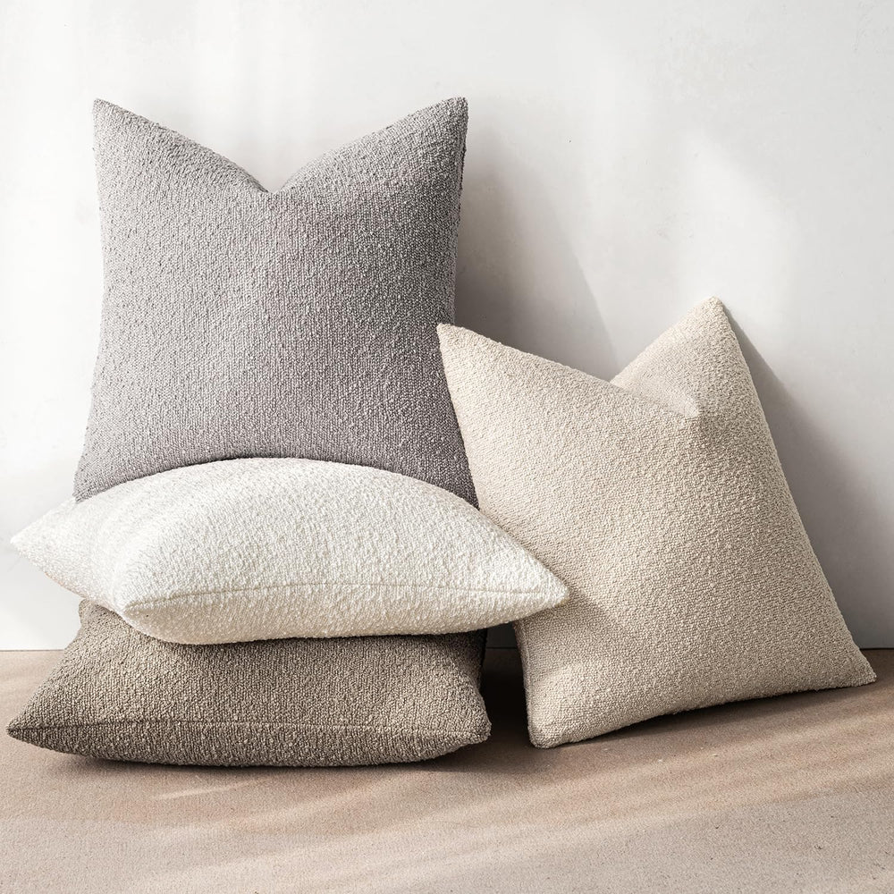 MIULEE Decorative Boucle Throw Pillow Covers 20x20 Inch Neutral Set of 4