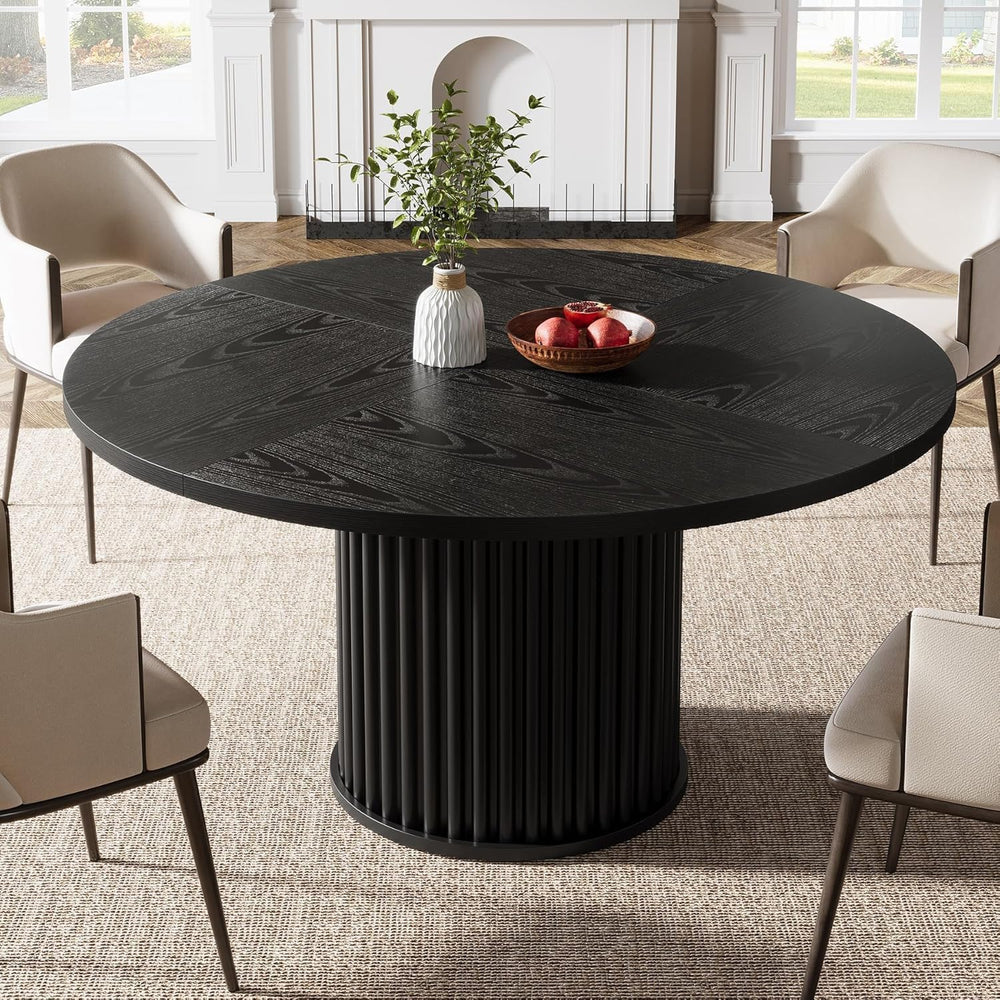 Tribesigns 47.24" Black Round Dining Table for 4-6 People