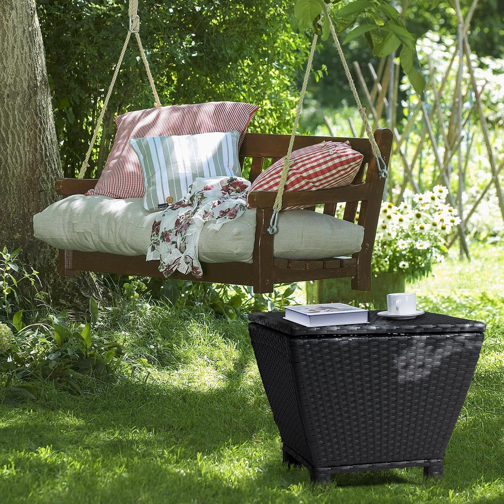 VINGLI Outdoor Side Table with Storage, 13-Gallon Patio Deck Box Outdoor Wick...