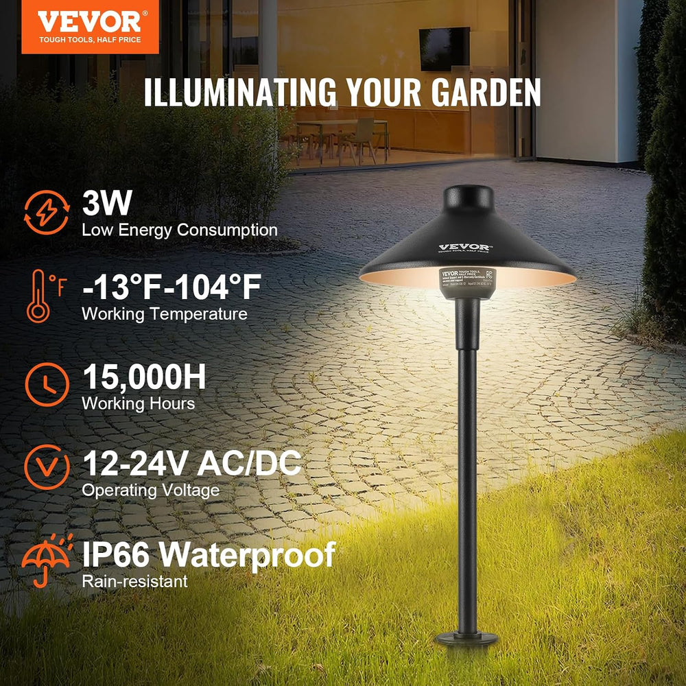 VEVOR 8 Pack Low Voltage Landscape Path Lights, 3W 210LM 12V-24VAC/DC Outdoor...
