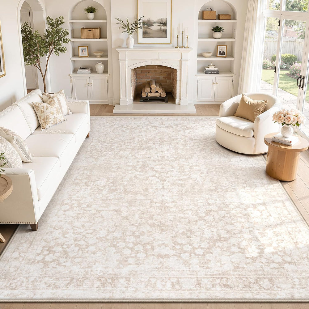 9x12 Area Rug for Living Room: Boho Vintage Washable Rug Non-Slip Soft Stain ...