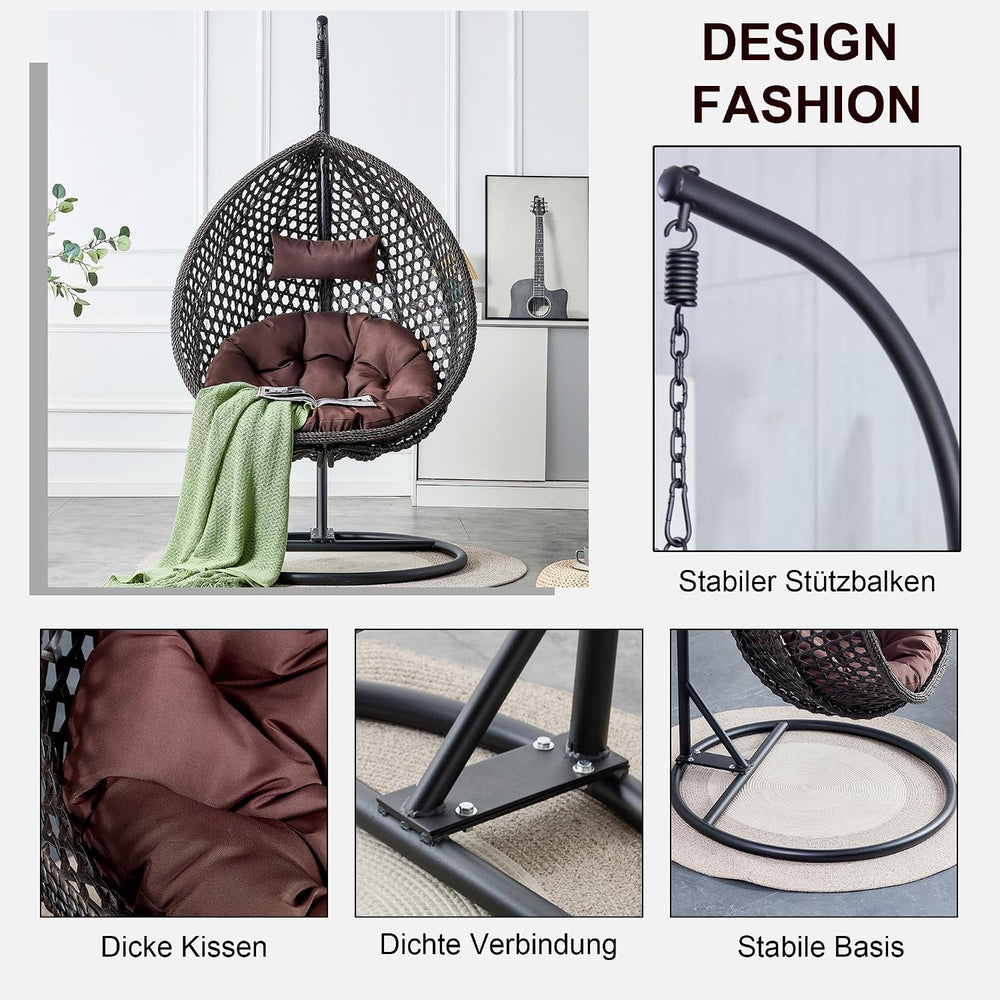 Egg Swing Chair Outdoor with Stand, Indoor Hanging Egg Chair