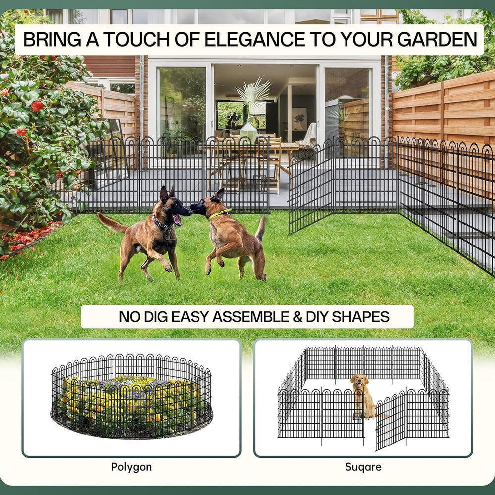 15 Panels Tall Garden Animal Barrier Fence with Gate, 33 in(H) X 36.8 ft(L) N...