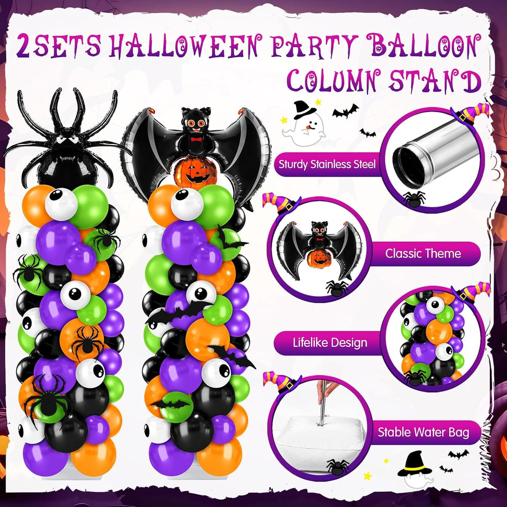 Kasyat 2 Sets Halloween Balloon Column Kit, Bat, Spider