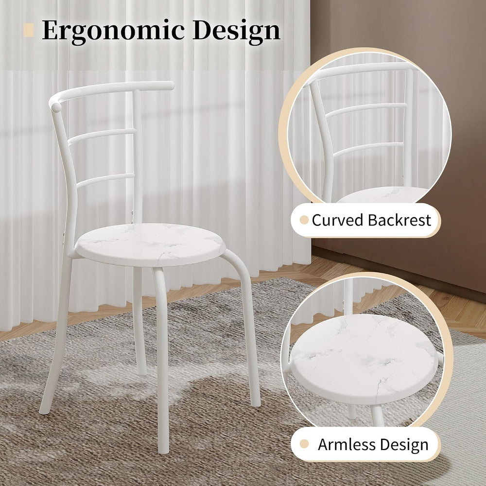 VECELO 3-Piece Dining Table Set for Kitchen Breakfast Nook, Faux Marbled Oval...