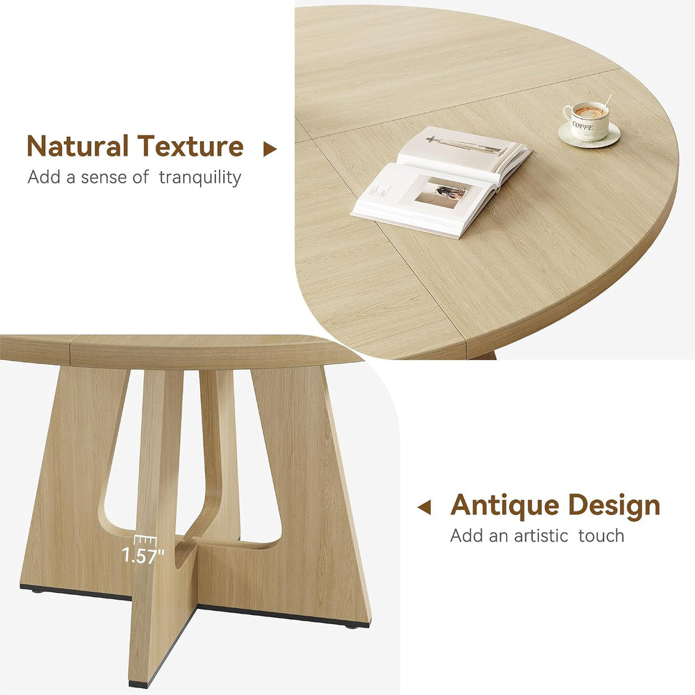 IDEALHOUSE 47" Round Dining Table Set for 4 to 6, Farmhouse Kitchen Tabl...