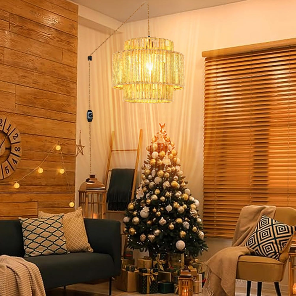 QIYIZM Plug in Pendant Light Hanging Lights with Plug in Cord Hanging Lamp Bo...