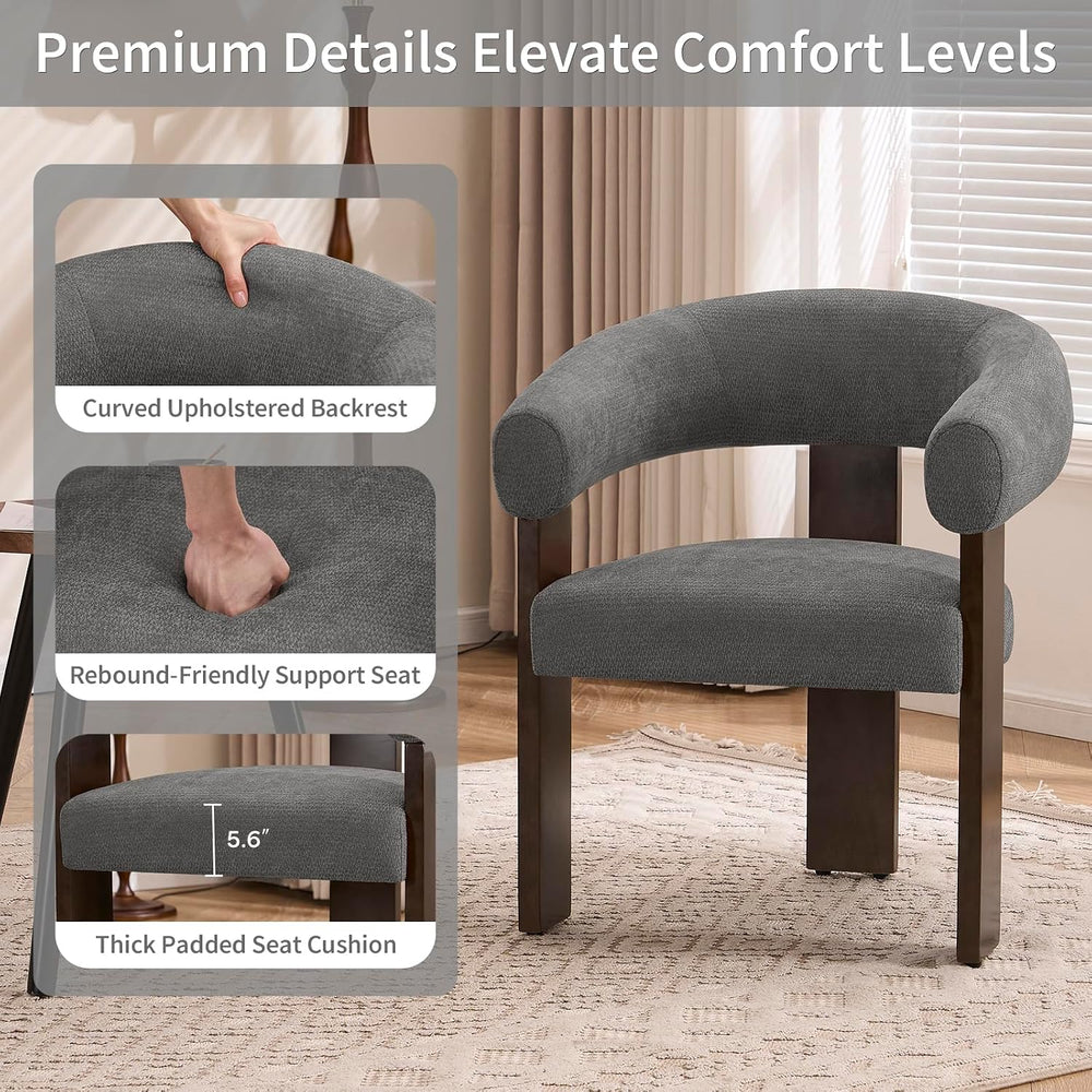 Modern Accent Chair, Barrel Armchair, U-Shaped Backrest, Grey