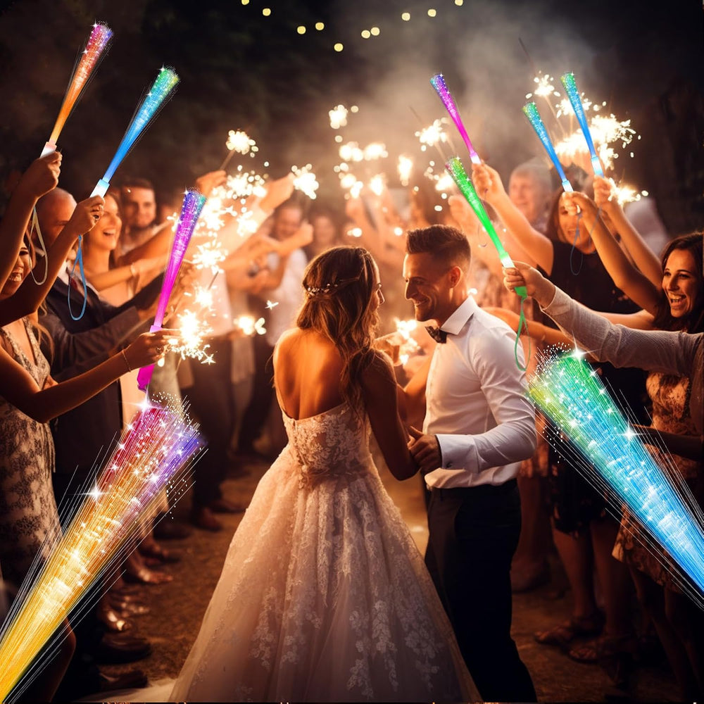 SHQDD 100 PCS Glow Fiber Wands Sticks, LED Light Wands, Glow in The Dark Part...