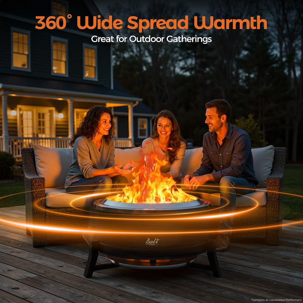Large Outdoor Fire Pit for Smokeless Firepit Wood Burning with Grill