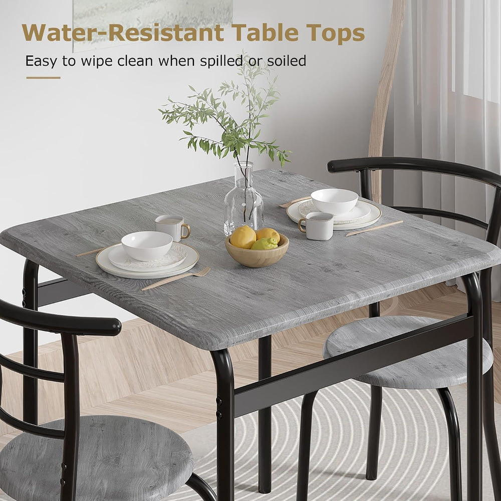 VECELO 3-Piece Dining Table Set for Kitchen Breakfast Nook, Wood Grain Square...