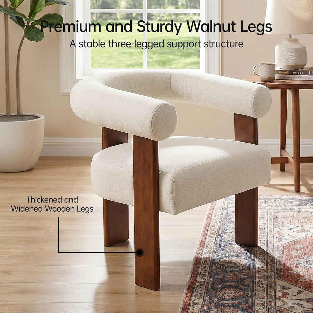 Usaint Upholstered Barrel Accent Chair Set of 2 with Walnut Wood Legs