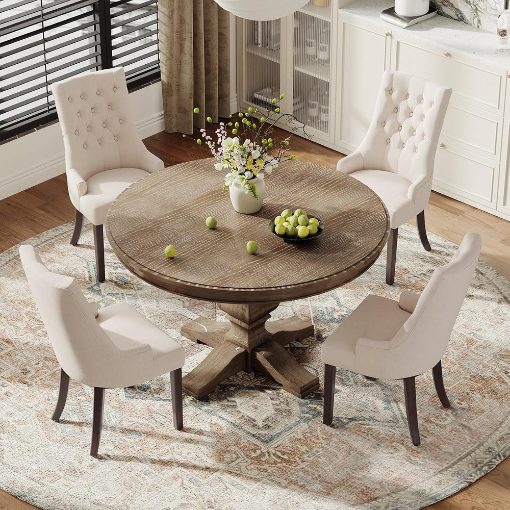 COLAMY Wingback Upholstered Dining Chairs Set of 4, Fabric Side Dining Room C...